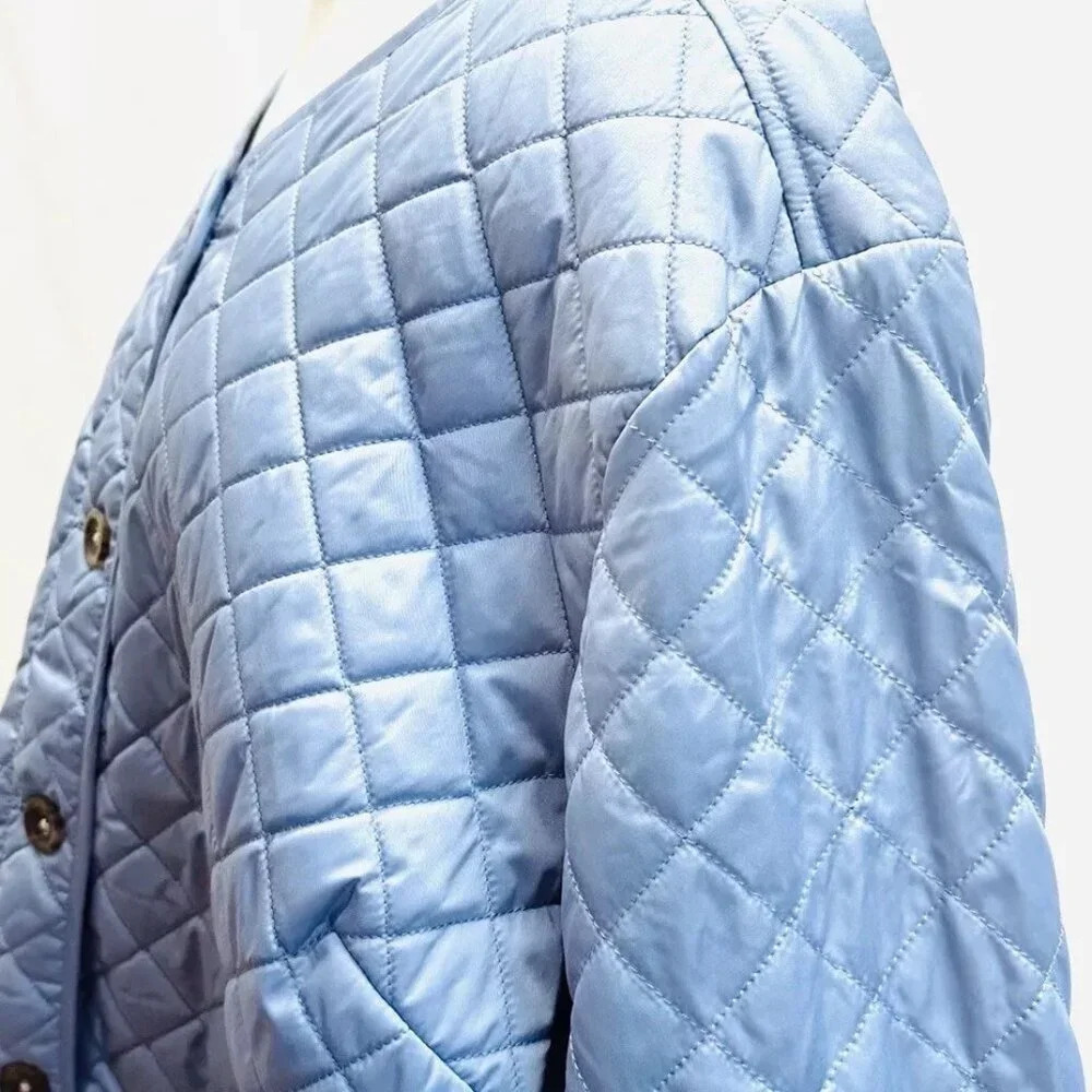NWT CROFT&BARROW Women Button Down Collarless Quilted Blue Jacket Lightweight 4X - Picture 5 of 15